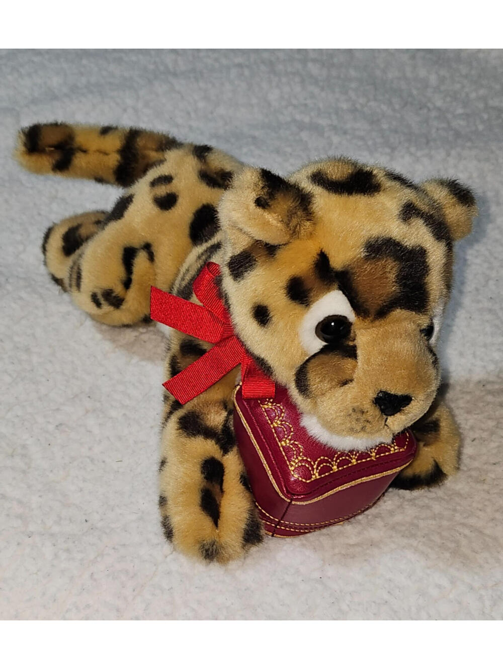 Cartier Leopard With Red Bow & Box - Plush Birthday Baby Shower Gift - RARE HTF